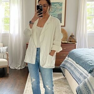 Linda Allard Ellen Tracy Unstructured White Linen Blazer